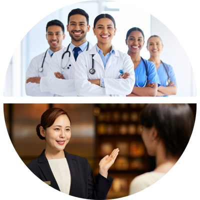 Healthcare and hospitality professionals
